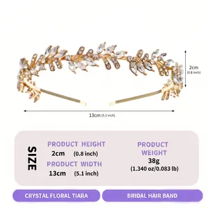 Detailed size and weight specifications for the elegant crystal floral bridal hair band