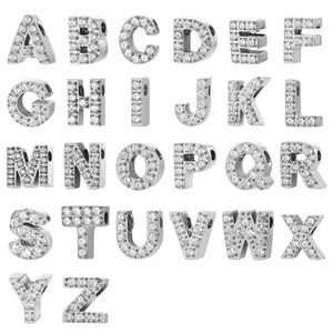 26 micro-pave rhinestone initial letter charms made of stainless steel