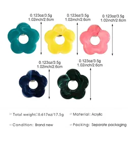 Detailed specifications for hollow flower brooches showing size 2.6cm and weight