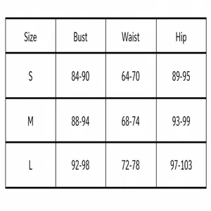 Detailed size chart for ruffle pleated dress with bust, waist, and hip measurements