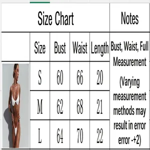 Detailed size chart for solid color underwire bikini set with bust and waist measurements