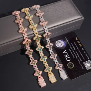 Luxus S925 Silber Moissanit Kleeblatt Armbänder in verschiedenen Farben mit GRA-Zertifikat.
