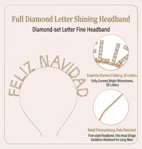 Detailansicht des Feliz Navidad Strass-Haarreifs mit langlebiger Goldbeschichtung