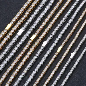 Bracelets tennis à une rangée en zircone cubique de haute qualité, tons or et argent.