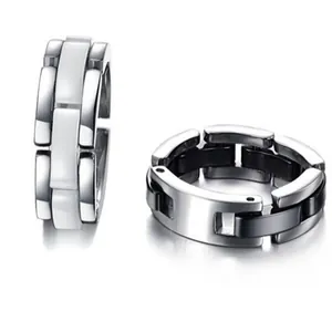Minimalistischer Ring Titan Edelstahl Keramik Kettenglied Design Moderner Schmuck Herren Damen