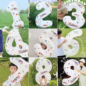 Ballon Chiffre Imprimé Happy Birthday Feuille Aluminium Grand Mylar Décoration De Fête