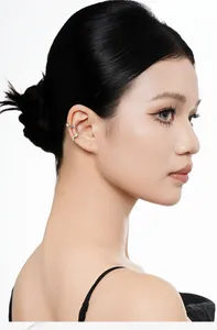 Boucles d'oreilles ear cuffs en argent S925 et émail coloré pour oreilles non percées