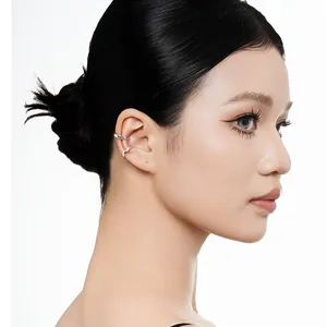 Boucles d'oreilles ear cuffs irrégulières en argent S925 émaillé sans perçage au model