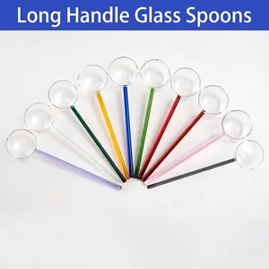 Cuillère En Verre À Long Manche Borosilicate Résistant À La Chaleur Cuillère À Mélanger Café Avec Bec Verseur Coloré