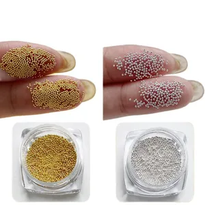 0,4 mm Mini goldene und silberne Metallperlen für DIY Nagelkunst Dekoration