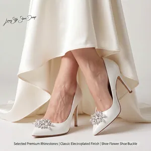 Shiny Rhinestone Shoe Clips For Wedding Bridal Heels Removable Alloy Flower Shoe Charms Banquet Women Accessories