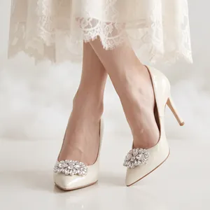 Elegant detachable sparkling rhinestone shoe clips for luxury bridal heels and party shoes