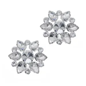 Elegant detachable rhinestone shoe buckles with floral crystal design for bridal heels