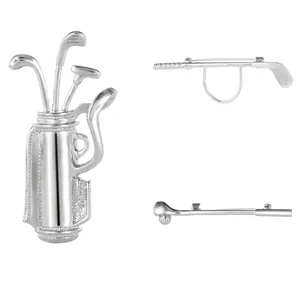 Creative Golf Club Bag Brooch For Men Women Silver Plated Copper Zircon Sport Themed Suit Lapel Pin Fashion Jewelry Gift