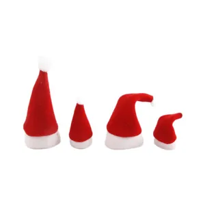 Lot de 4 mini bonnets de Noël rouges pour bouteilles de vin et couverts