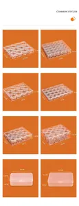 Collection of various sizes clear PS plastic storage boxes and jars for travel cosmetics