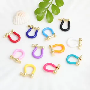 Set of colorful enamel copper U-shaped horseshoe clasps for DIY jewelry necklace making
