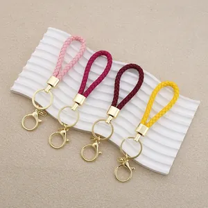 Braided Leather Keychain With Zinc Alloy Ring Woven Strap Car Key Ring For Women Men Home Access Door Key Chain Accessory