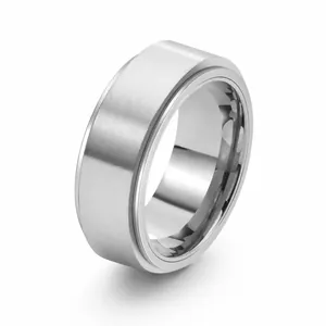 Rotatable Spinner Ring Titanium Stainless Steel Brushed Finish Stress Relief Fashion Jewelry For Men