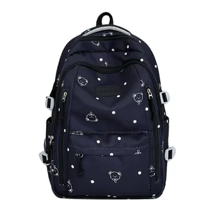 Sac à dos bleu marine à pois avec motifs ours et plusieurs poches de rangement