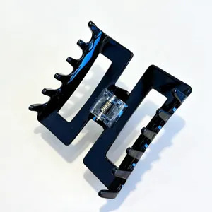 Glossy black geometric ghost-style hair claw clip for Halloween party ponytail styling