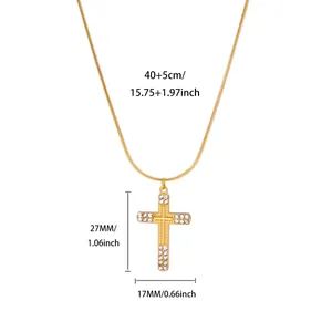 Measurement detail of 18K gold plated stainless steel cross pendant necklace