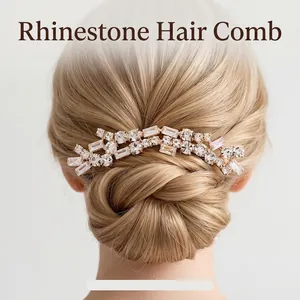 Elegant Alloy Zircon Rhinestone Hair Comb Bridal Headpiece Wedding Banquet Accessories For Women Vintage Styling Tool