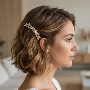 Elegant retro zircon hair comb for brides, vintage bridal headpiece for parties