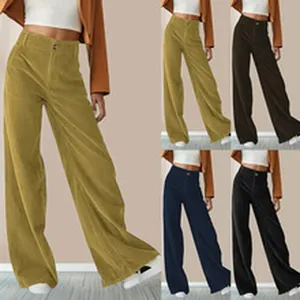 High-waisted wide-leg corduroy pants available in multiple colors for a Y2K look.