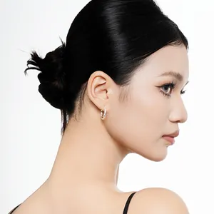 S925 sterling silver Mobius hoop earrings for women with glossy geometric finish