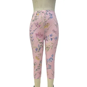 Pantalon de yoga capri à imprimé floral pour femme, leggings ajustés