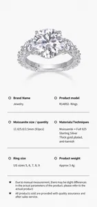 Detailliertes Spezifikationsblatt für 5ct Moissanit Ring mit 925 Sterlingsilber Parametern