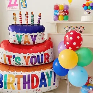 Ensemble de ballons gâteau géant et ballons colorés pour décoration d'anniversaire