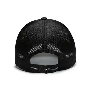 Professional outdoor breathable black mesh baseball cap for summer sun protection back view