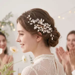 Elegante pettine per capelli da sposa con perle e strass per acconciature da matrimonio