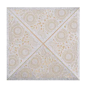 Elegant Laser Cut Wedding Invitations Glitter Artificial Pearl Paper Hollow Floral Design Square Folding Greeting Cards For Parties
