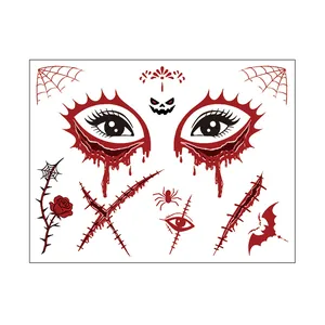 Detailed view of Halloween face tattoo stickers for Day of the Dead party makeup
