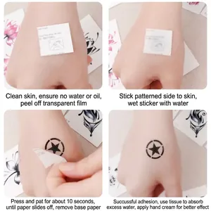 Halloween face tattoo sticker application tutorial showing step-by-step instructions.