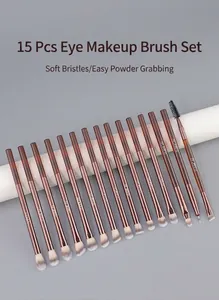 Detail view of 15pcs professional eye makeup brush set with soft bristles