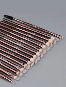 Set of 15 professional eye makeup brushes with soft dual-tone synthetic bristles