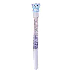 Creative cute cartoon bear gel pen with colorful glitter liquid shaker barrel