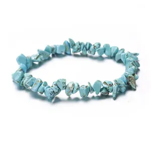 Handmade natural turquoise chip stone stretch bracelet with irregular beads for healing jewelry
