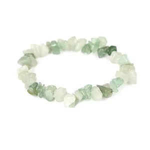 Natural green crystal chip bracelet with irregular stone beads and stretch cord