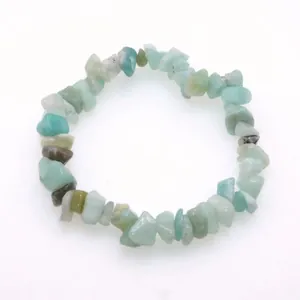 Stretchable natural amazonite stone chip bracelet with irregular mint green beads