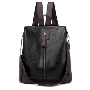 Women Backpack PU Leather Anti-theft Multi-functional Retro Travel Casual Large Fashion Bag For Ladies Vintage