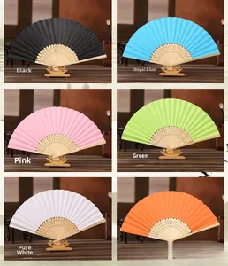 Collection of six colorful 6-inch blank folding paper fans for kids DIY painting projects