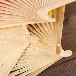 Close-up detail of natural bamboo ribs for a 6-inch blank DIY folding painting fan