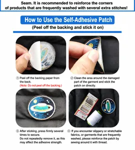 Anleitung für selbstklebende Cartoon-Planeten-Stickpatches zur Reparatur von Kleidung
