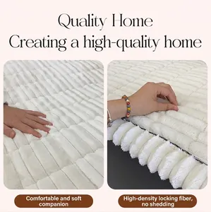 Close-up of thick plush pet sofa cushion showing high-density non-shedding ribbed fabric