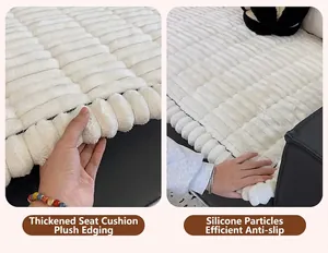 Close-up detail of thickened white plush sofa mat showing soft texture and edging